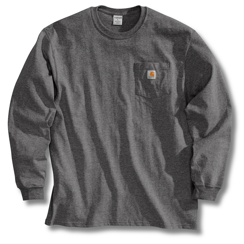 Carhartt K126CHR Charcoal Colored Long Sleeve Workwear T-Shirt ...