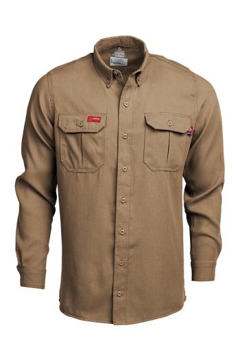 Lapco FR Modern Khaki Long Sleeve Uniform Shirt 5oz Tecasafe