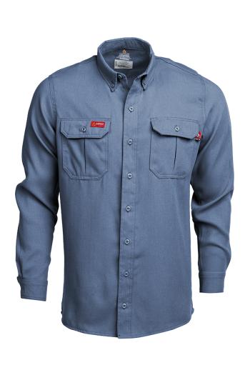 Lapco FR Modern Medium Blue Long Sleeve Uniform Shirt 5oz Tecasafe