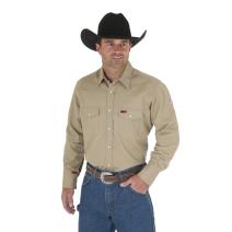 Wrangler FR12140 Flame Resistant Long Sleeve Khaki Work Shirt 